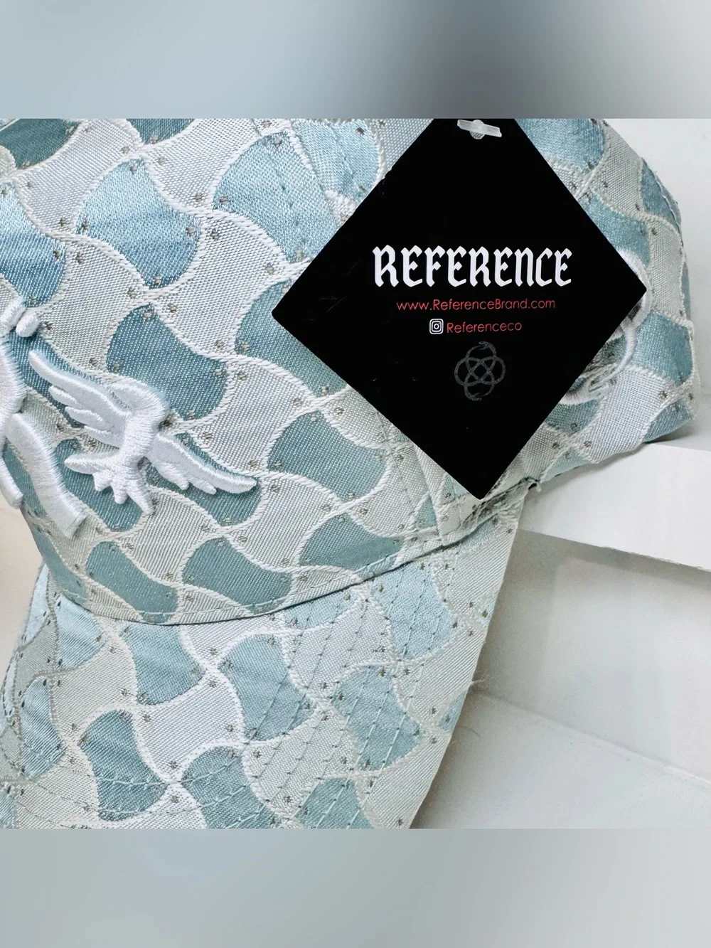 Reference Brand Luxe Woven Snapback Hat - Blue Snake Scale Pattern w/ Embroidere